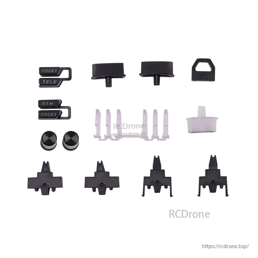 GX12 Radio Button replacement set with labeled keycaps, button caps, knobs, and plastic stems