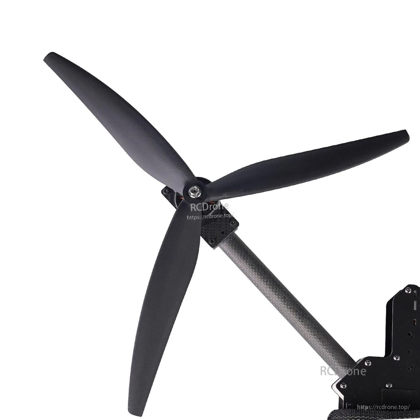 Gemfan 1507 3-blade propeller mounted on drone motor at end of carbon fiber arm