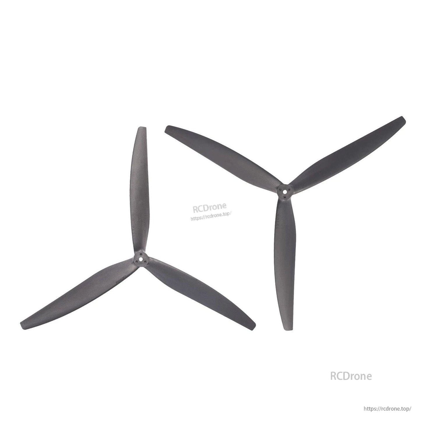 Pair of black Gemfan 1510-3 15in three-blade propellers shown side by side