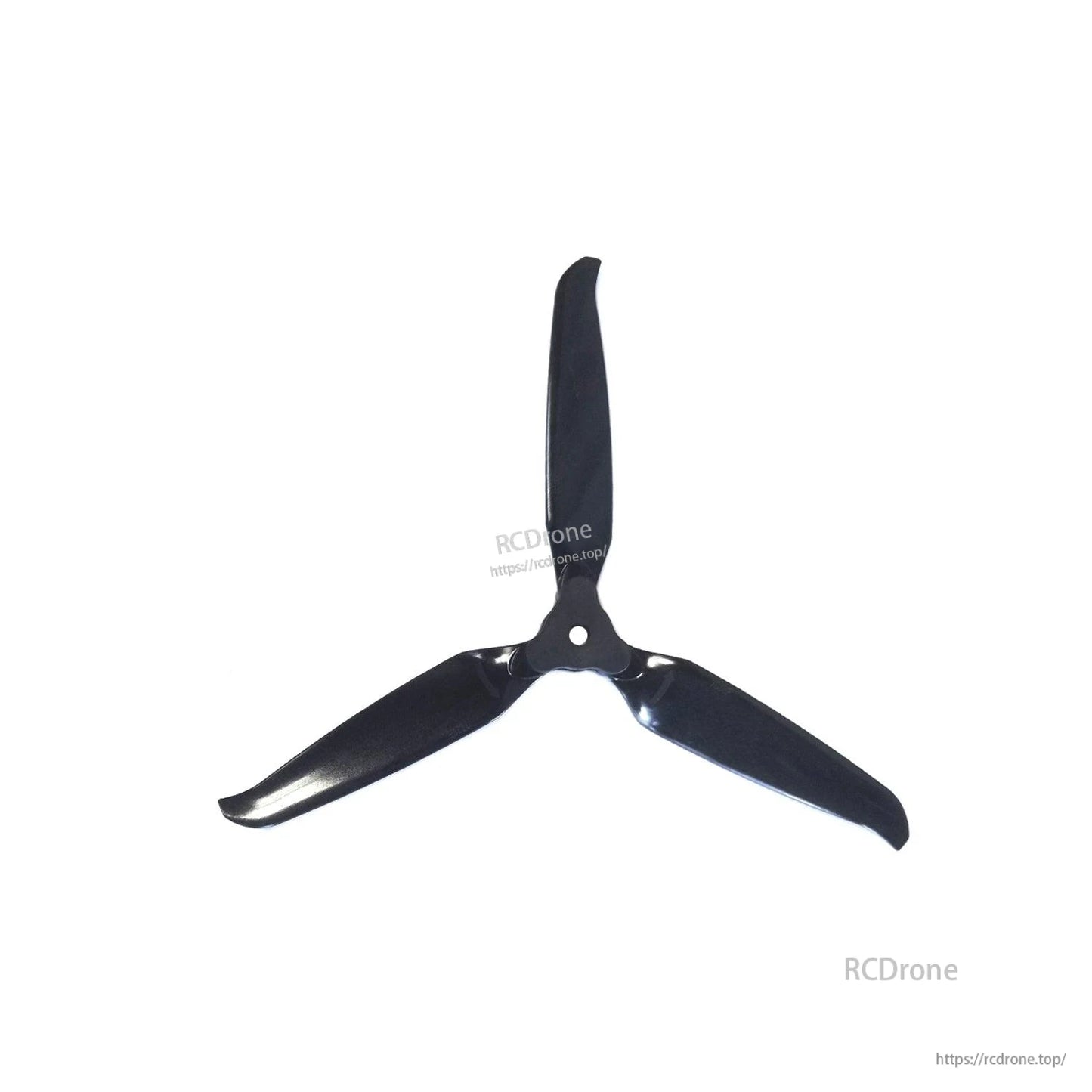 Gemfan 7036F-3 folding 3-blade propeller fully opened, black tri-blade top view