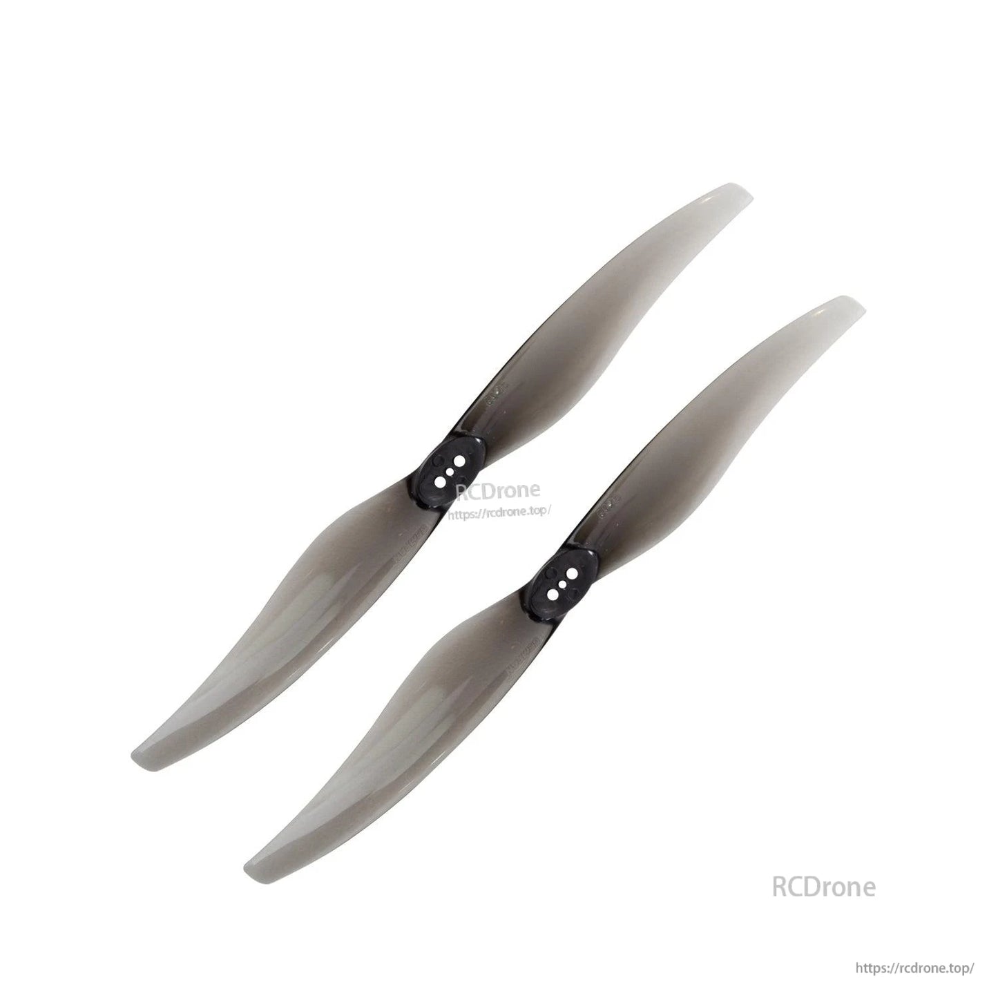 Gemfan Hurricane LR6026-2 Propeller, Pair of Gemfan Hurricane LR6026-2 two-blade drone propellers in translucent gray with mounting hub hol.