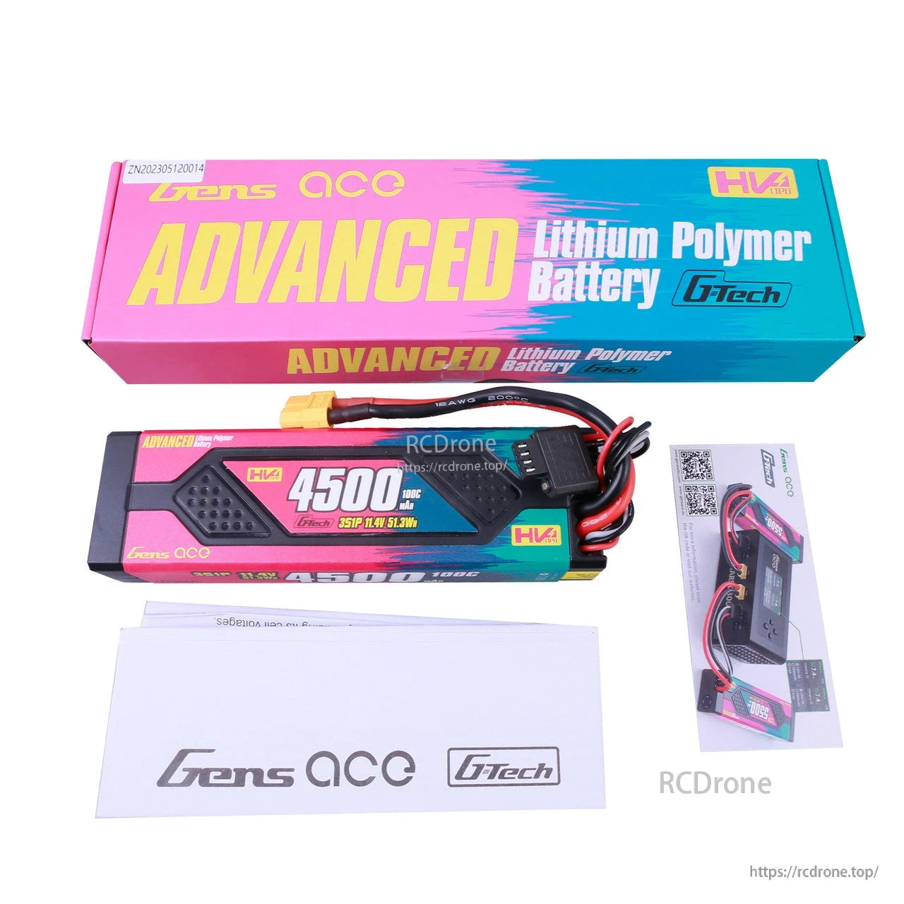 Gens ace Advanced hardcase LiPo battery pack 4500mAh 3S 11.4V 100C with XT60 plug and balance lead