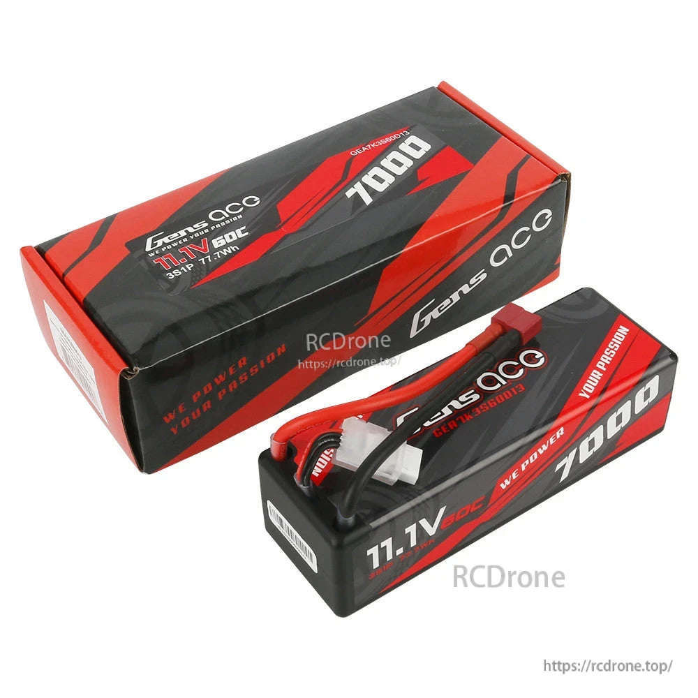 Gens ace 7000mAh 3S hardcase LiPo battery pack (11.1V 60C) with Deans plug and JST-XH balance lead