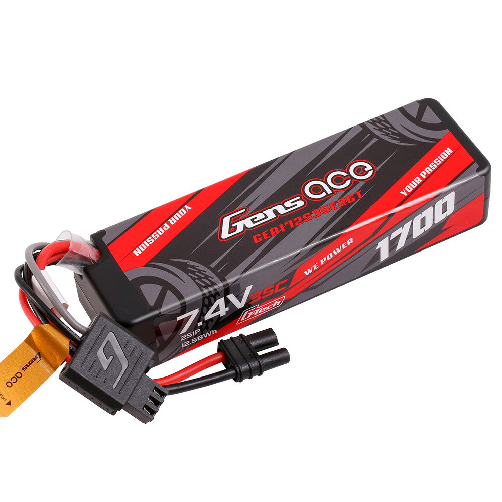 Gens ace G-Tech 1700mAh 2S 7.4V 35C hardcase LiPo battery with IEC2 connector and balance lead