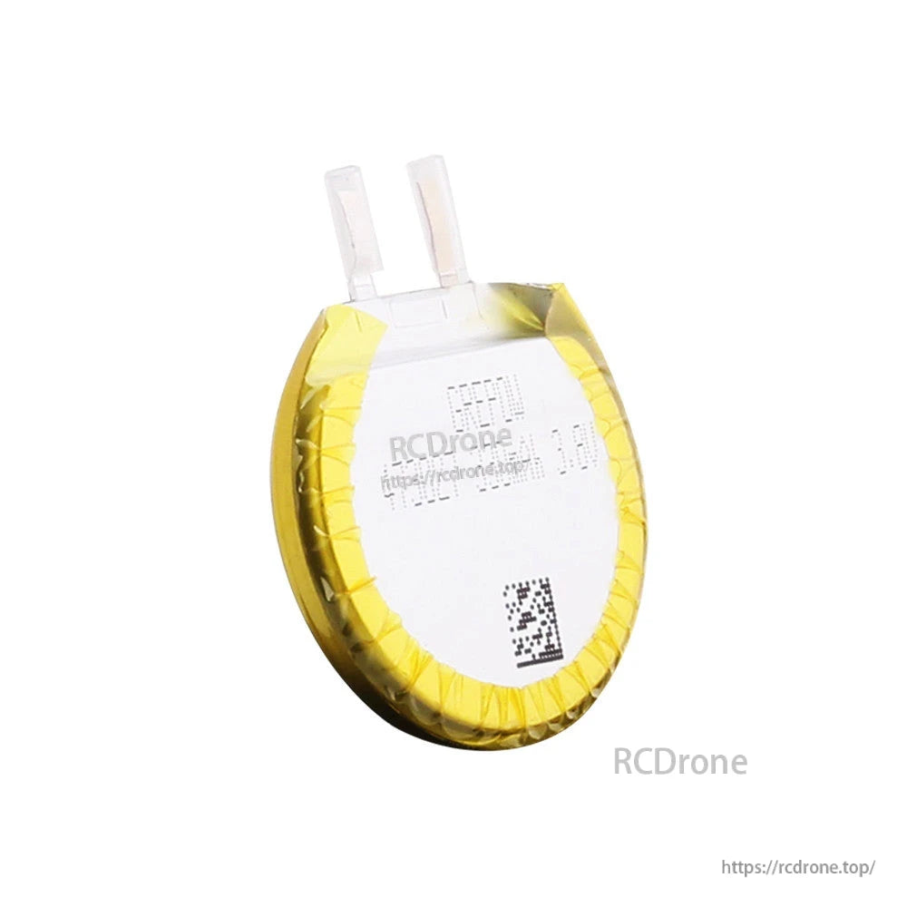 Grepow 4730027 LiPo Battery, Round Grepow 3.8V 330mAh 1S LiPo battery cell with yellow wrap and two metal solder tabs