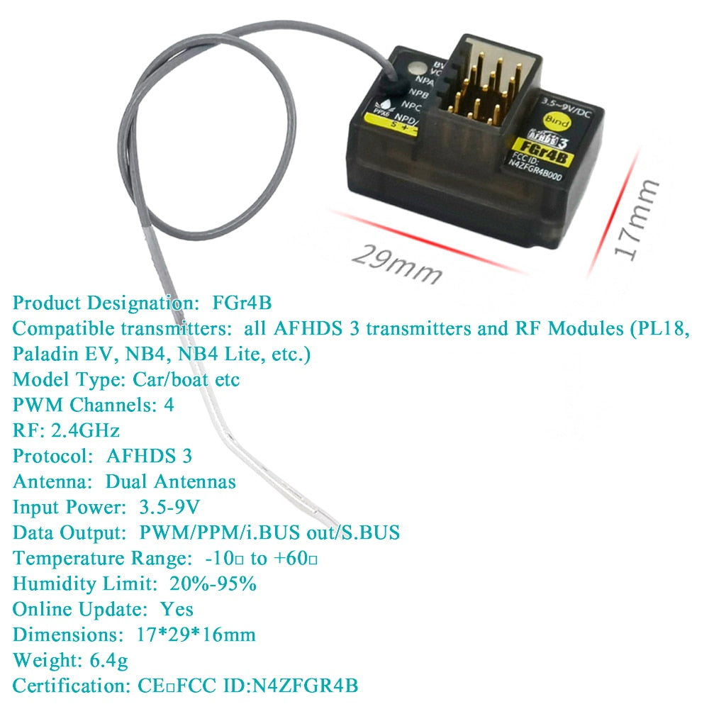 FGr4B Compatible transmitters: all AFHDS 3 transmitters and 
