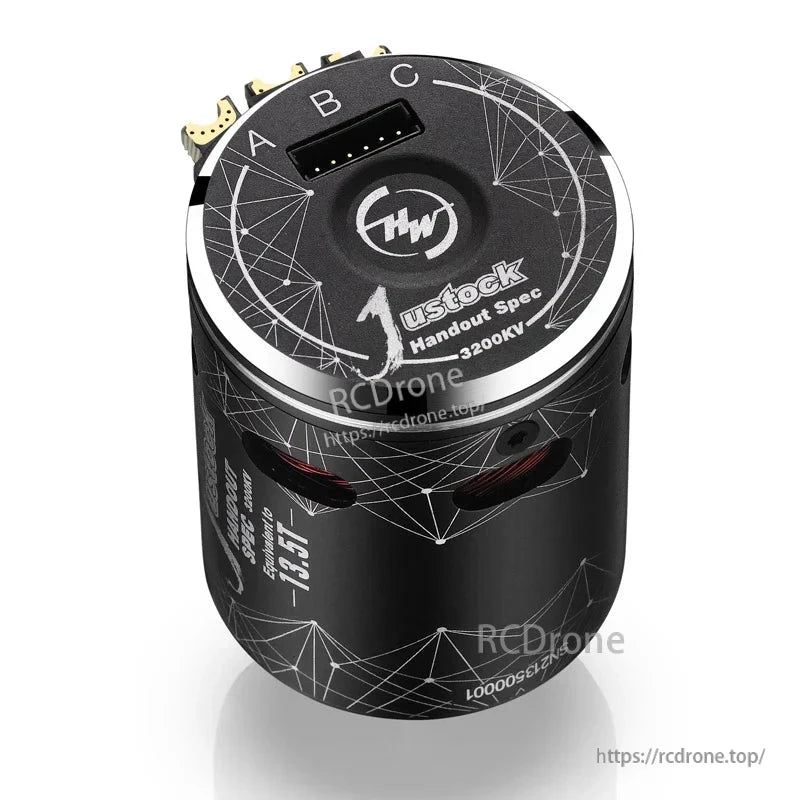 HOBBYWING XeRun Justock HandOut Spec Motor, HOBBYWING XeRun Justock Handout Spec 3200KV brushless motor with A/B/C terminals and sensor port