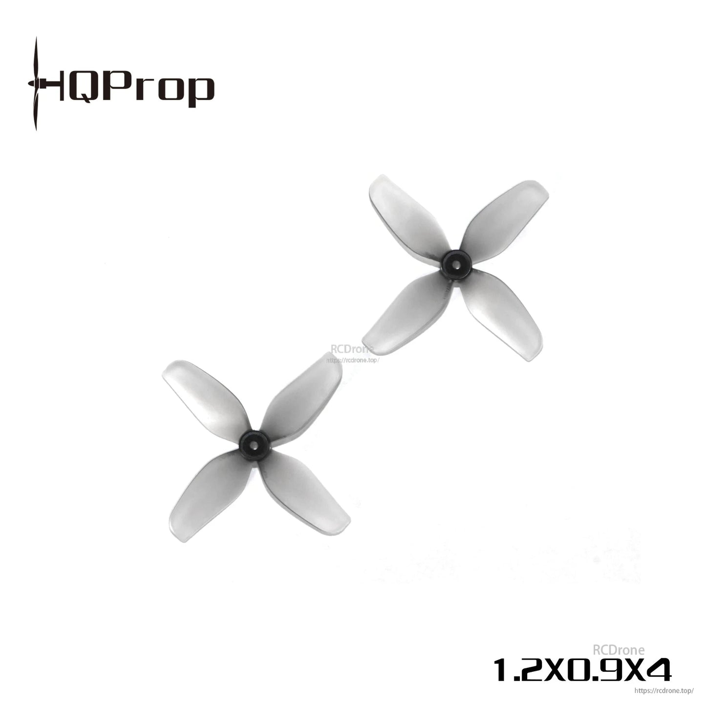 HQ Ultralight Whoop Propeller pair, grey 4-blade props with 1.2x0.9x4 marking on white background