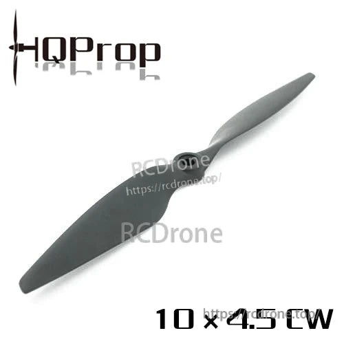 Two-blade black propeller with 10x4.5 CW marking and RCDrone watermark