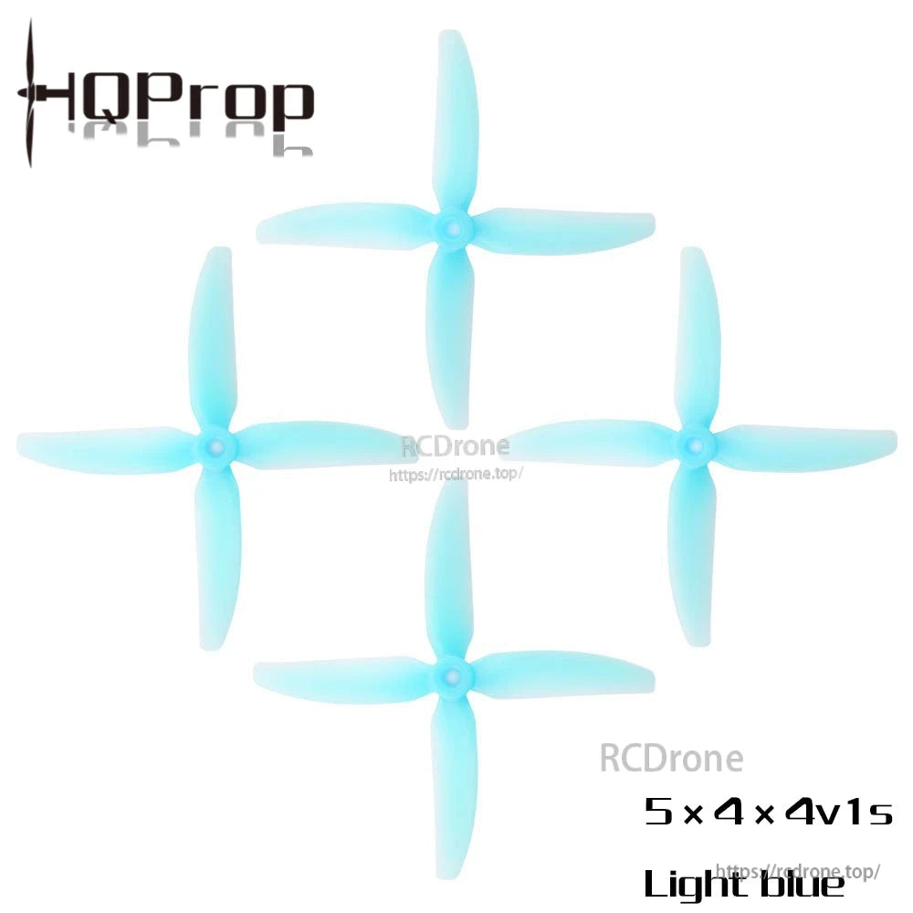 4-pack 5x4x4v1s 4-blade drone propellers in light blue color option