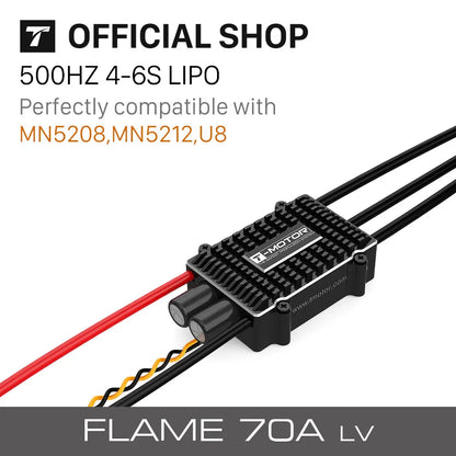T-motor FLAME 70A LV ESC, OFFICIAL SHOP 5OOHZ 4-6S LIPO Perfectly compatible with