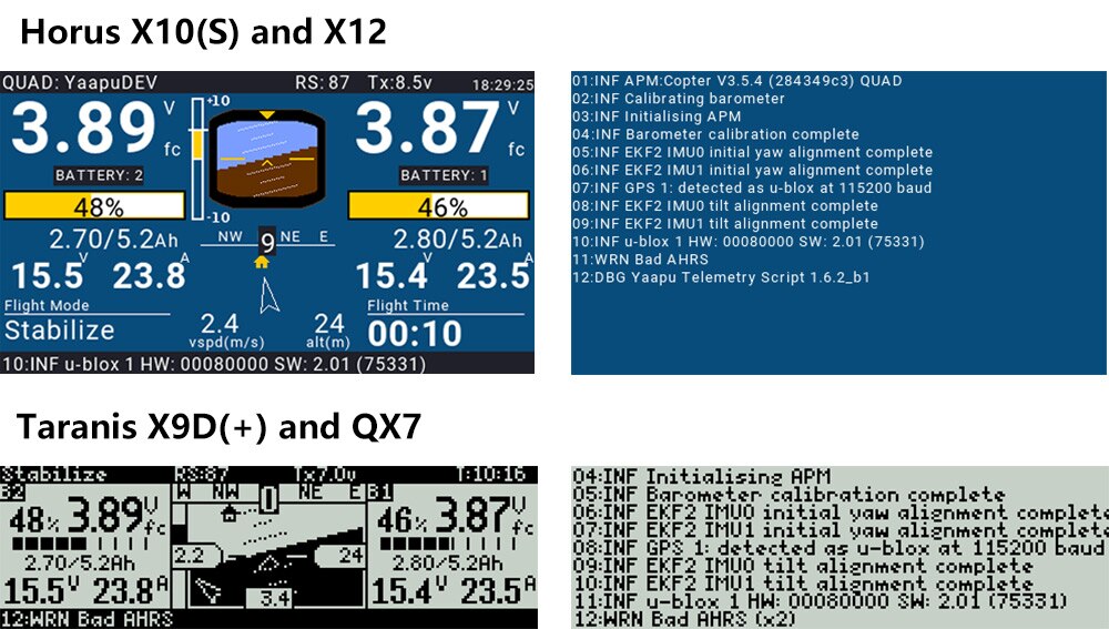 FrSky Yaapu Telemetry, INF GPS 1: detected as U-blox at 115200 baud 4