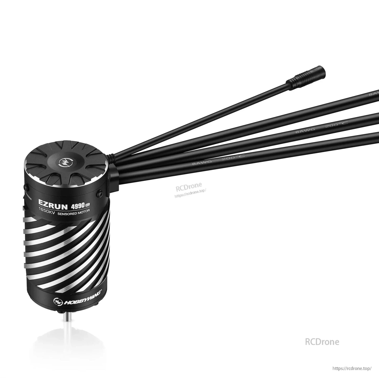 Hobbywing EZRUN 4990 G2 1650KV sensored brushless motor with black can and prewired 8AWG leads