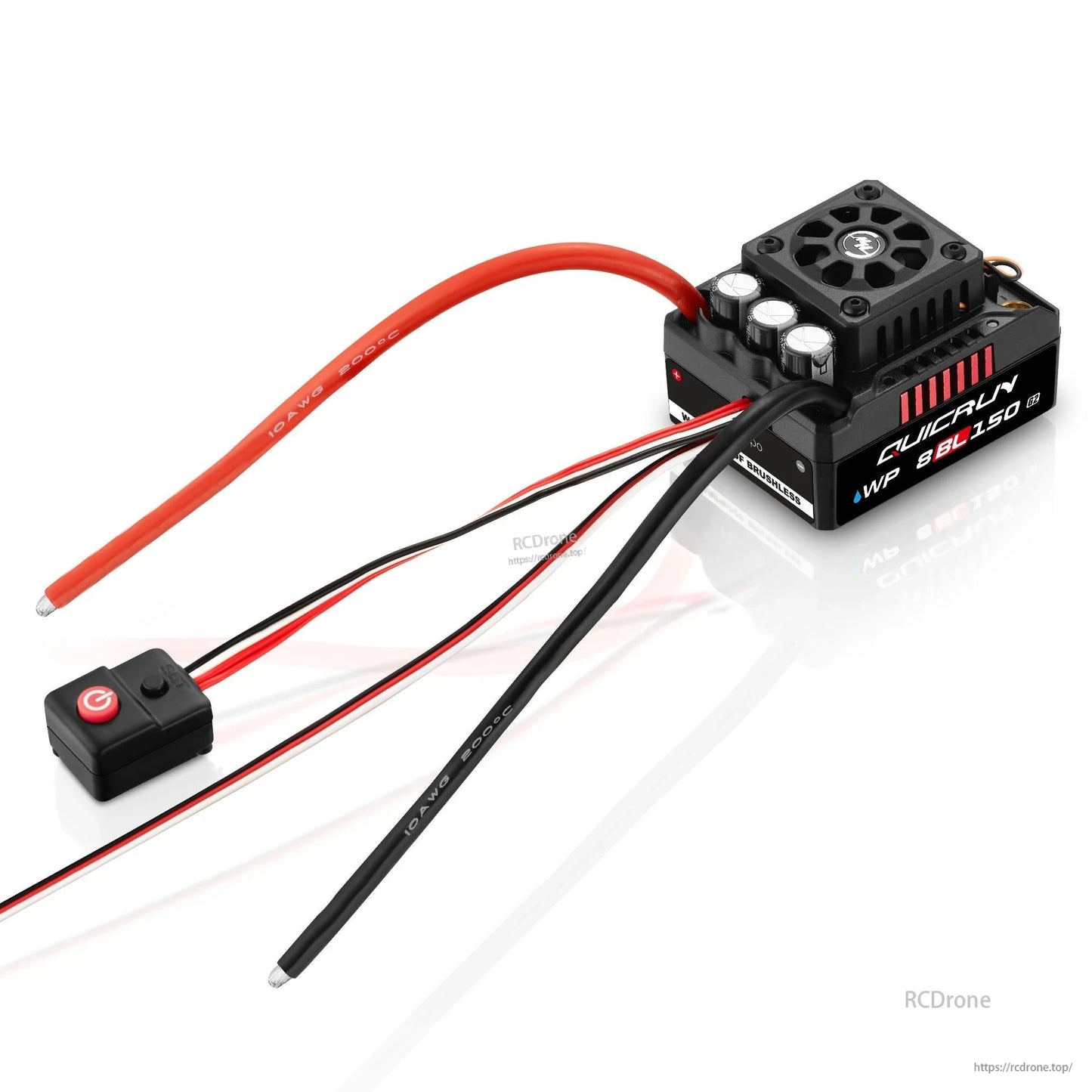 Hobbywing QuicRun WP 8BL150 G2 ESC, Hobbywing QuicRun WP 8BL150 G2 brushless RC ESC with cooling fan, capacitors, battery leads and power switch