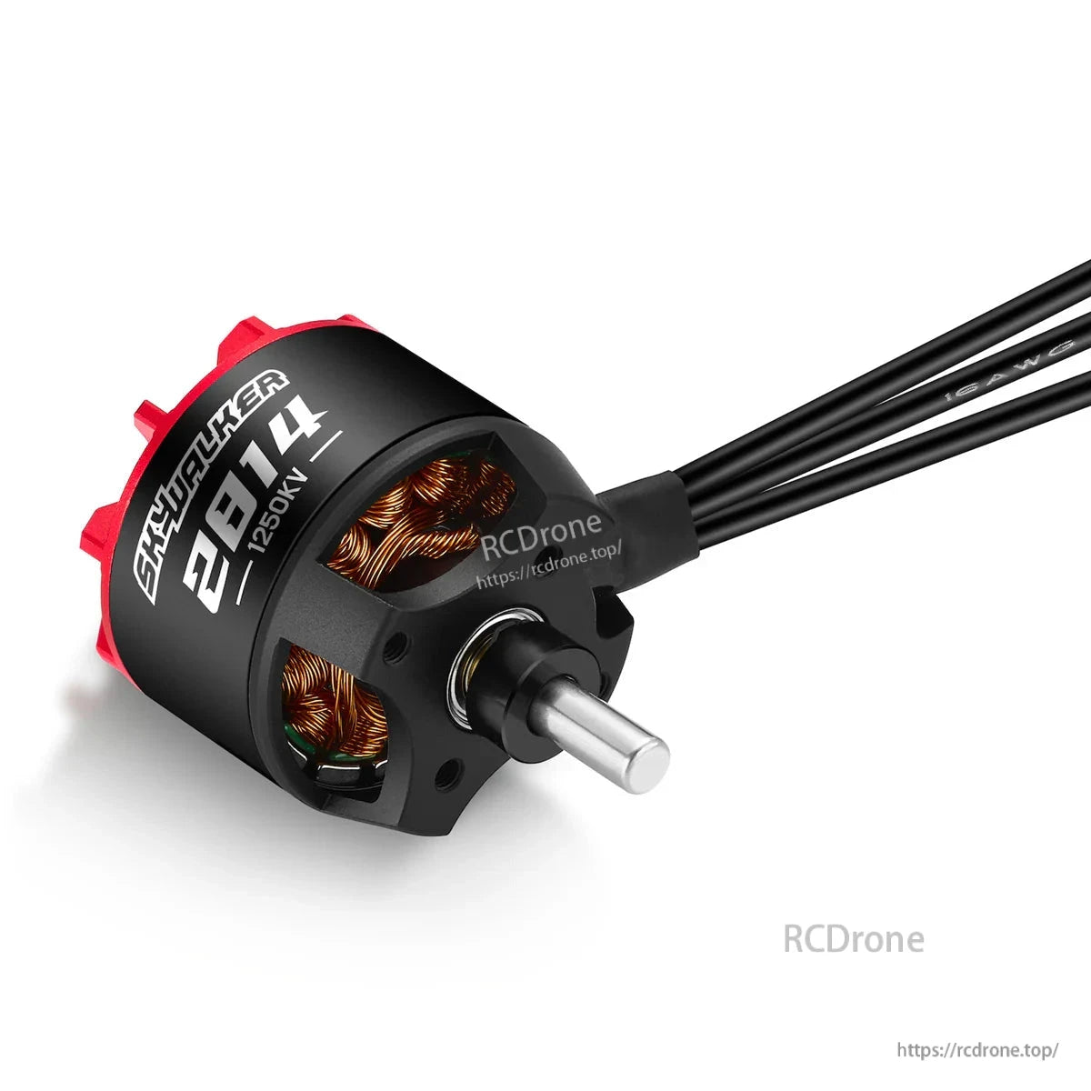 Hobbywing Skywalker 2814 brushless outrunner motor labeled 1250KV, with front shaft and three ESC wires