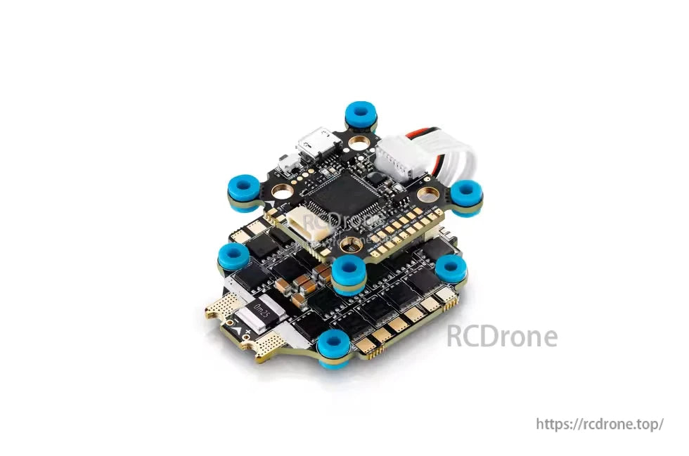 Hobbywing XRotor 20x20 FPV drone stack with F7 flight controller and 4-in-1 ESC, soft mounts and plug lead