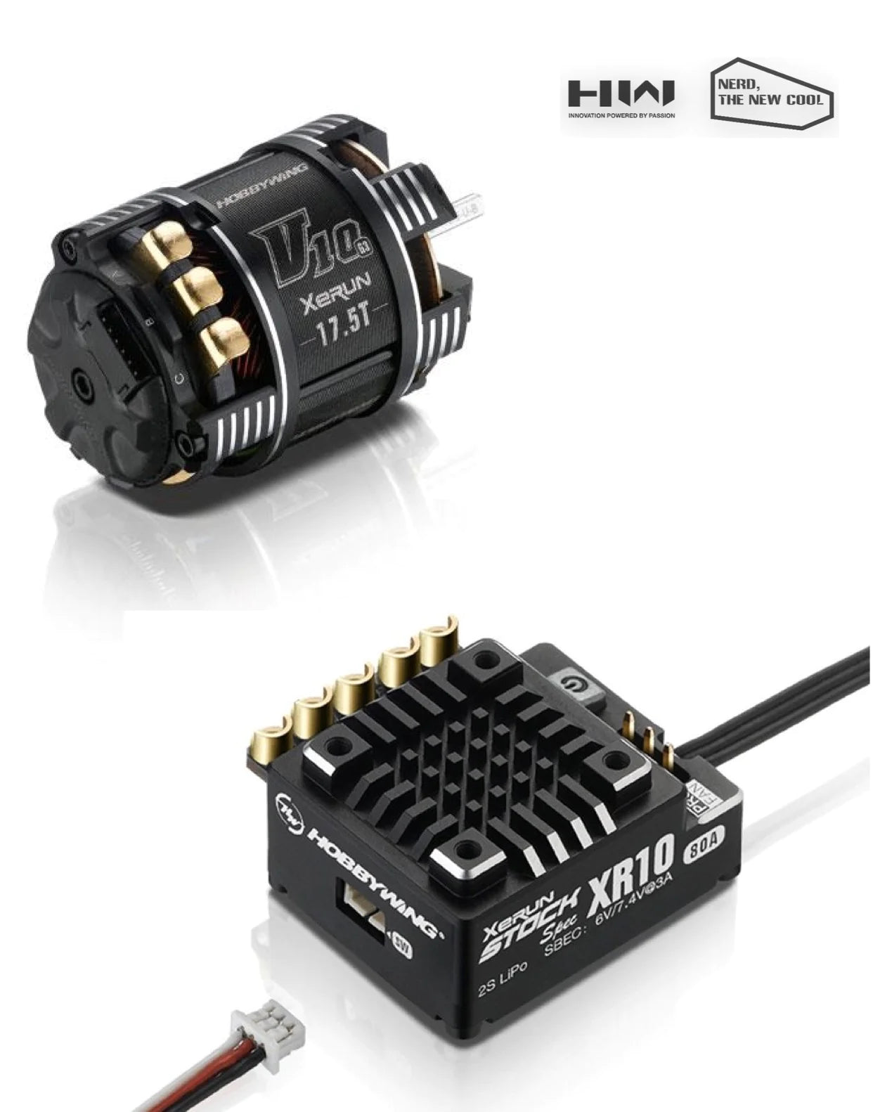 Hobbywing XeRun XR10 Stock Spec 2S Combo, NERD HIWN THE NEW COOL Innovation Powbred By Passio