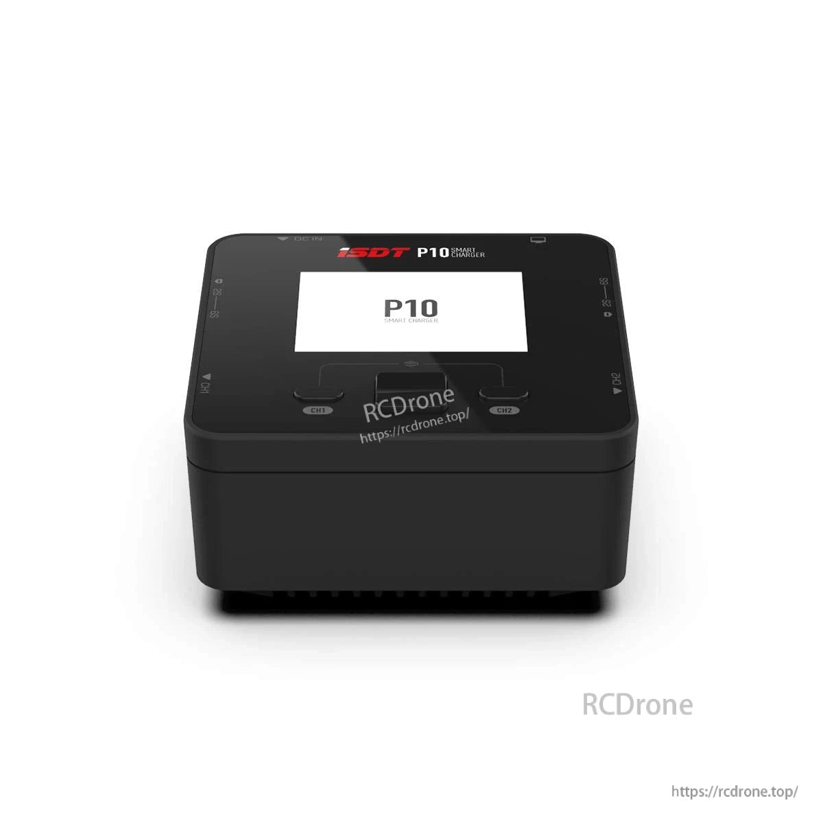 ISDT P10 Dual Channel LiPo Battery Charger, ISDT P10 dual-channel smart LiPo battery charger with front LCD screen and CH1/CH2 control buttons