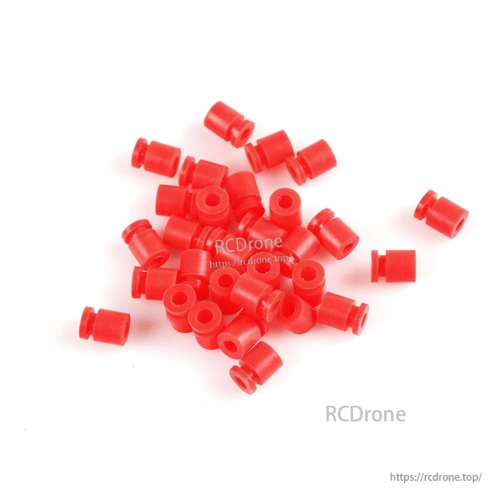 Red damping balls pack for M2/M3 mounting, close-up of red rubber standoffs on white background
