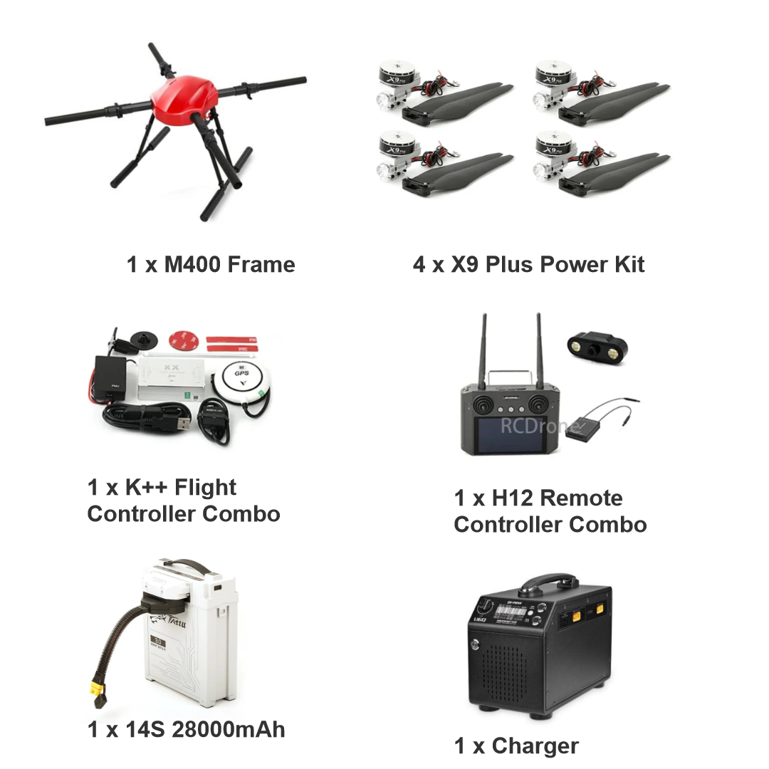RCDrone M4000 Industrial Drone - 10KG Payload 80 Minutes 15KM Drone Customized for Fire Fighting, Delivery Drones