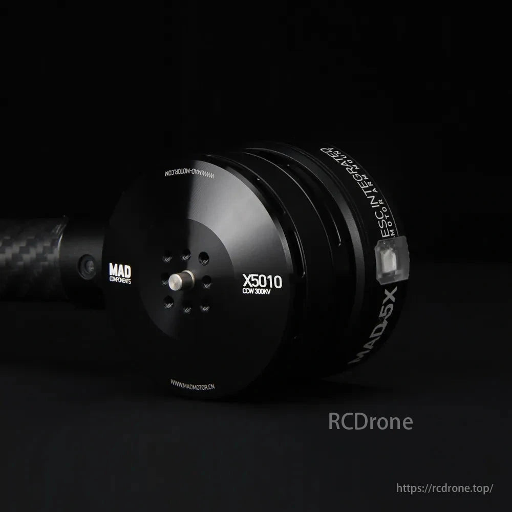 MAD 5X10 5010 Drone Arm Set, The MAD COMPONENTS X5010 CDW features a black motor with an integrated 300KV electronic speed controller.