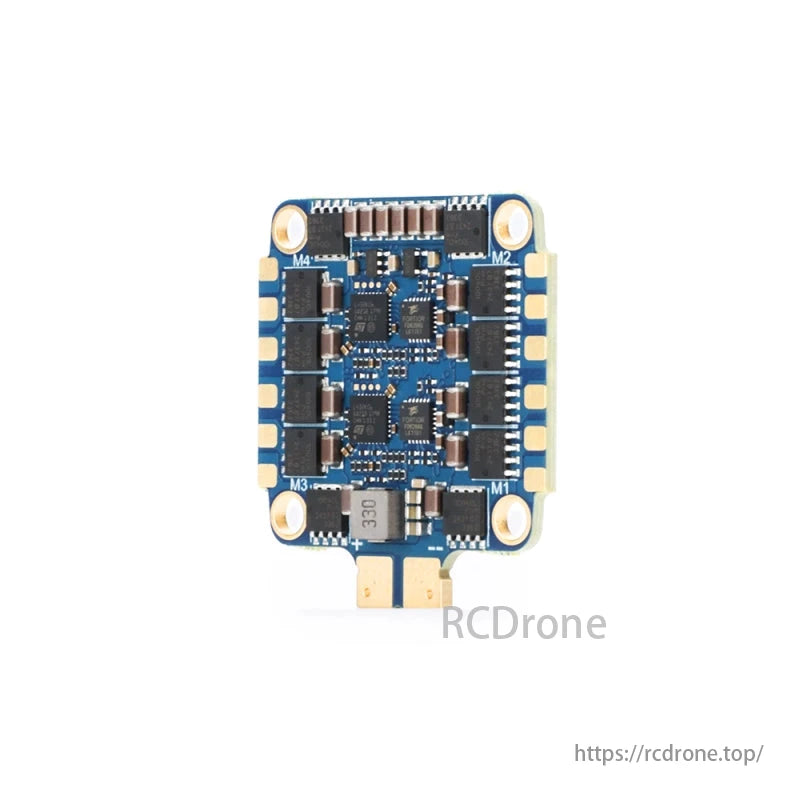 MAD AM32 3-8S 80A 4-in-1 Drone ESC, A blue circuit board with four labeled sections: M1, M2, M3, and M4.