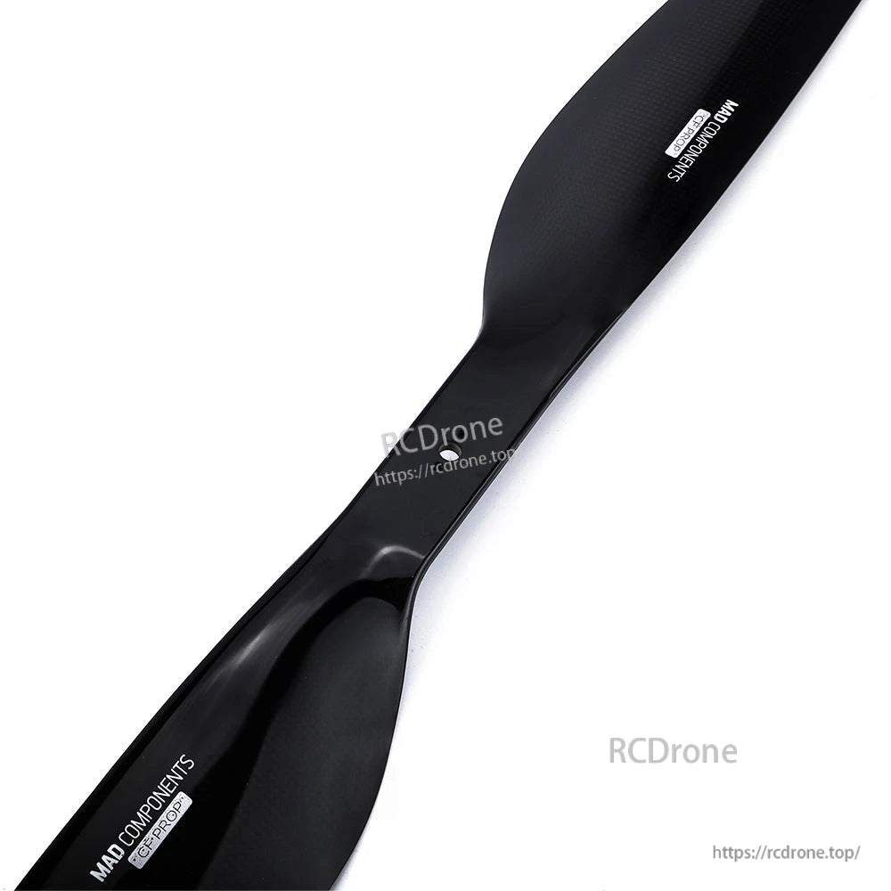Glossy black MAD Components carbon fiber + resin drone propeller blade with 20x6.5 marking