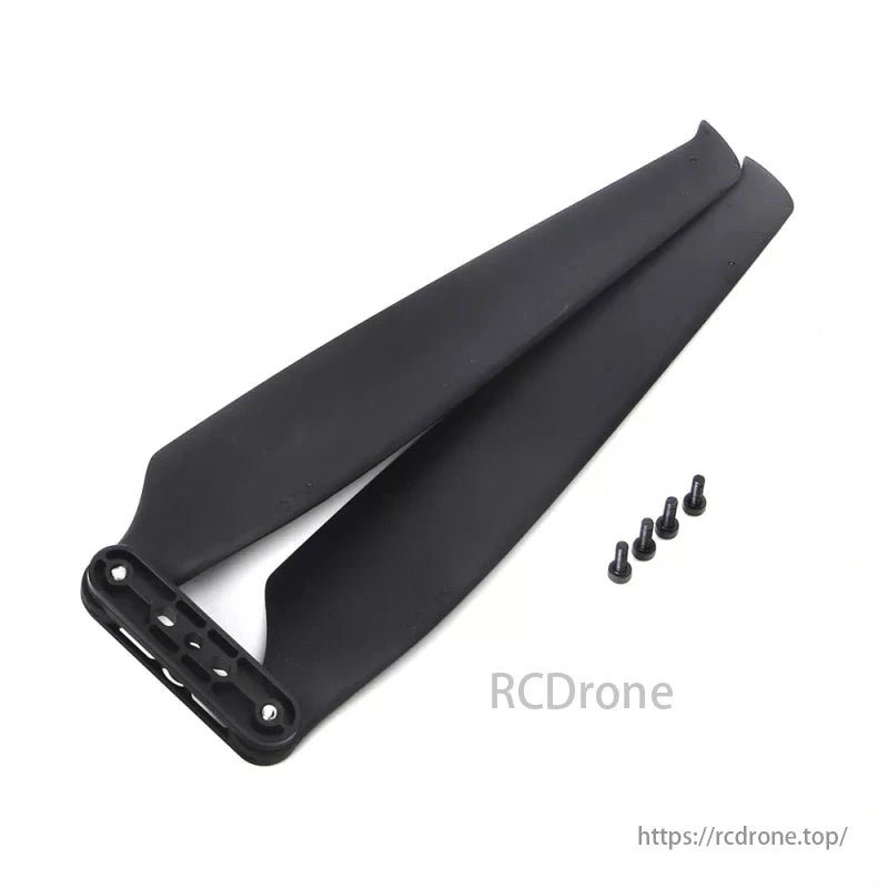 A pair of black drone propeller guards with screws for securing.