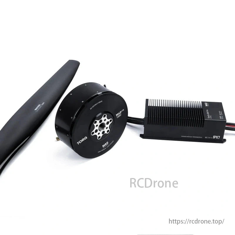 MAD HB30 47.5X17.4 Drone Arm Set - 10KV 19KW Motor, A black "TORQ" and "MAD" labeled motor is wired to a rectangular electronic component.