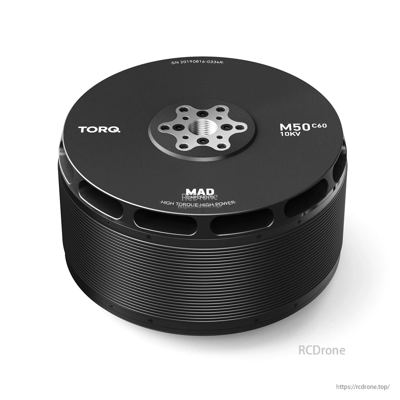 MAD M50C60 PRO IPE Manned Motor, MAD TORQ M50C60 10KV brushless motor with threaded center mount and vented black housing