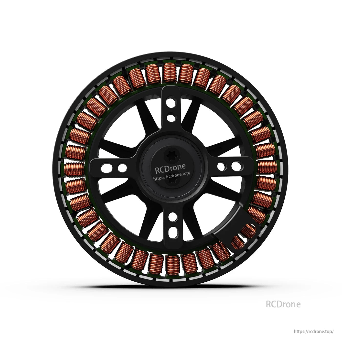 MAD M8S C08 8108 brushless drone motor top view with copper windings and black spoke housing