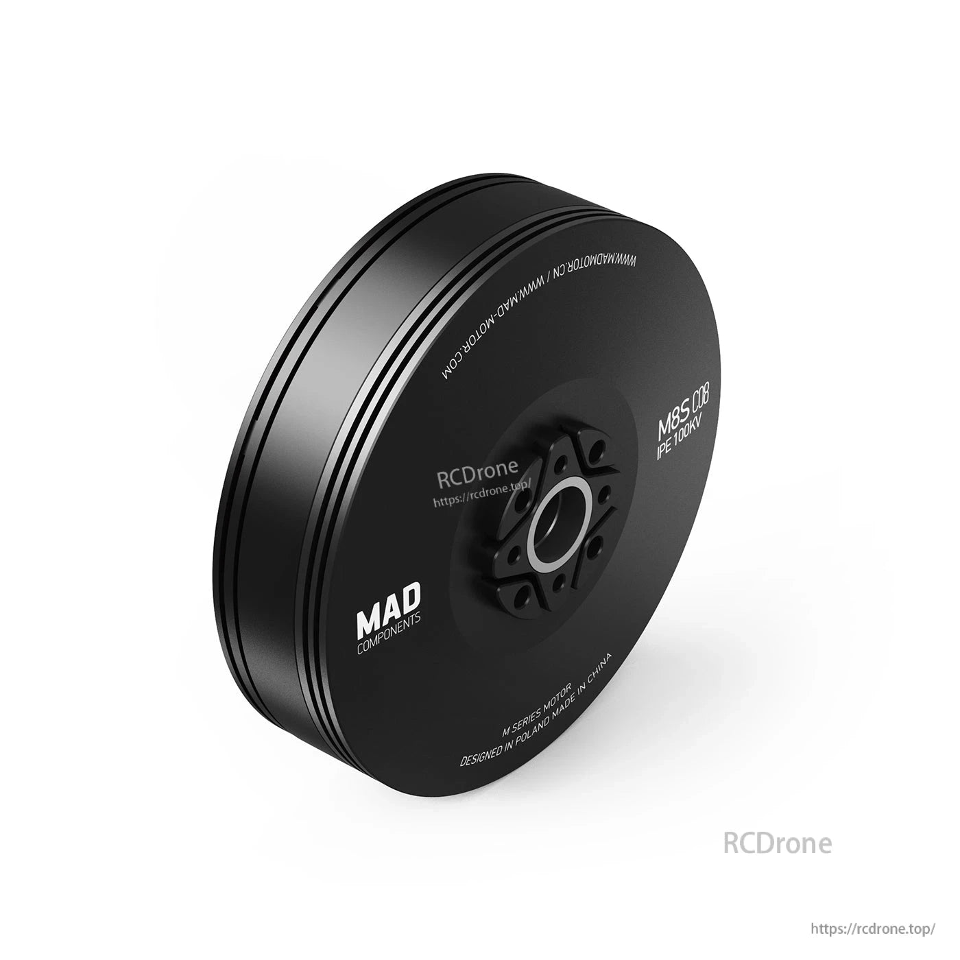 MAD M8S C08 (8108) IPE V1.0 brushless drone motor, black disc-style housing with central mounting hub