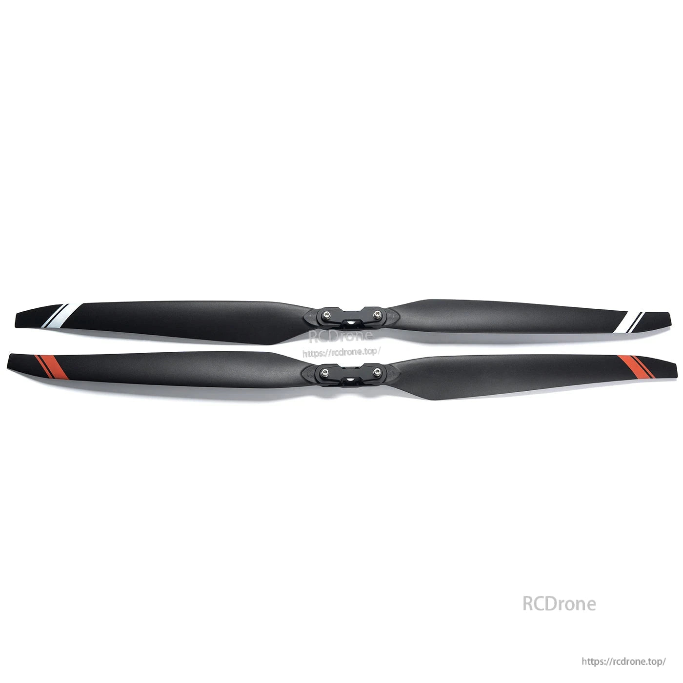 MAD TIPUP 43x14in polymer folding propeller blades in black with white tips and hub fittings