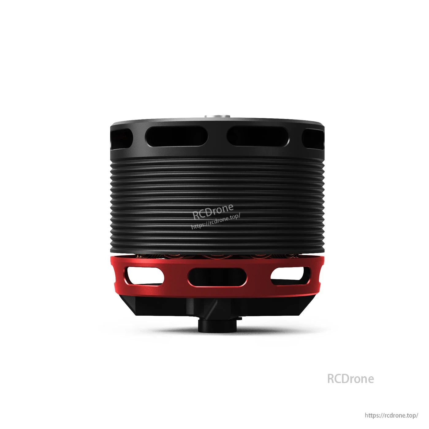 MAD X4219 short-shaft brushless drone motor with ribbed black can and red base, front view