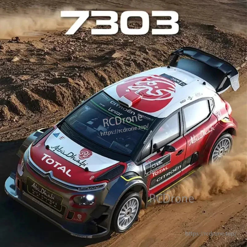 MJX HYPER Go 7303: 1/7 scale brushless off-road RC car with metal chassis, 4CH control, 120m range, featuring Total Abu Dhabi livery.