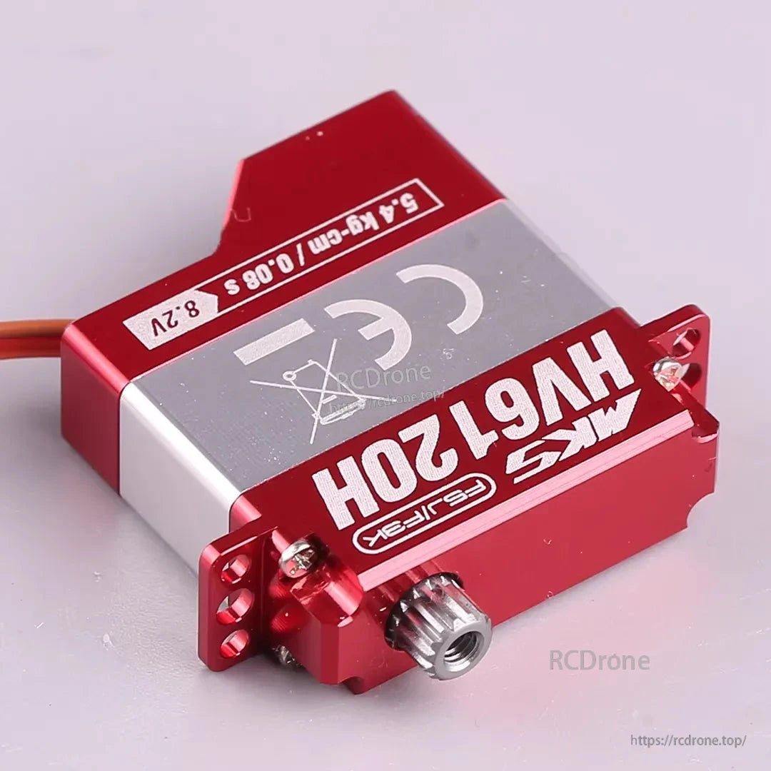 MKS HV6120H Digital Wing Servo, MKS HV6120H digital wing servo: coreless metal gear, 5.4kg-cm torque, 0.08s speed, high voltage (8.2V).