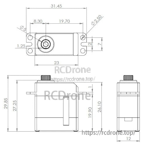 MKS HV93 x3 + HV9780 x1 Servo, Servo motor combo pack dimensions and specifications detailed.
