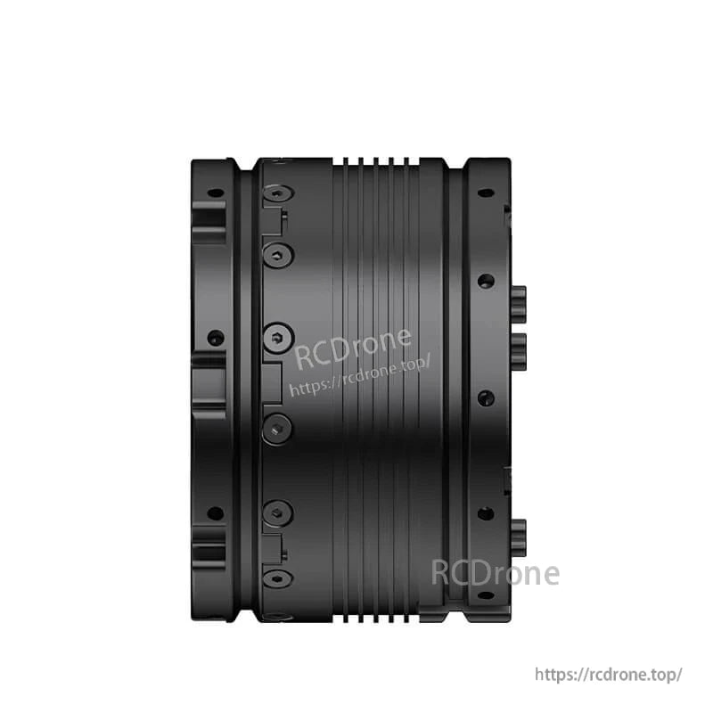 Opposite side profile of actuator module showing end flange and body screws