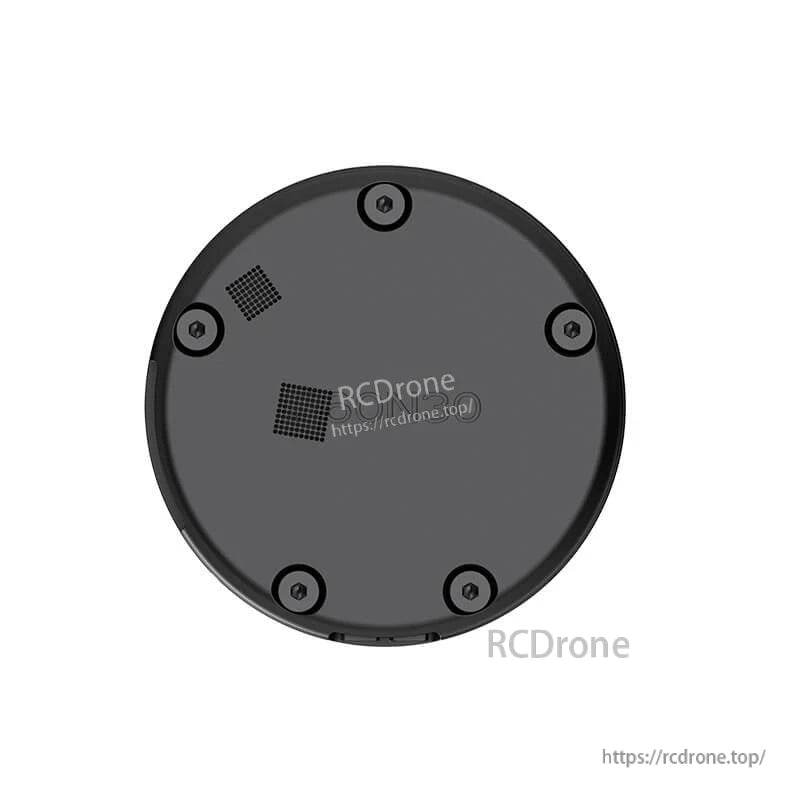 Bottom end cap view of motor module with four screws and vent/grille cutouts on the cover
