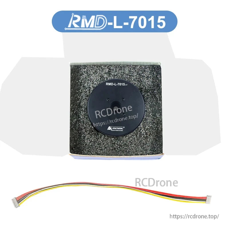 RMD-L-7015 BLDC servo motor: 24V, 1Nm torque, 580–805 RPM, 18-bit, RS485/CAN, used in exoskeletons, drones, LiDAR.