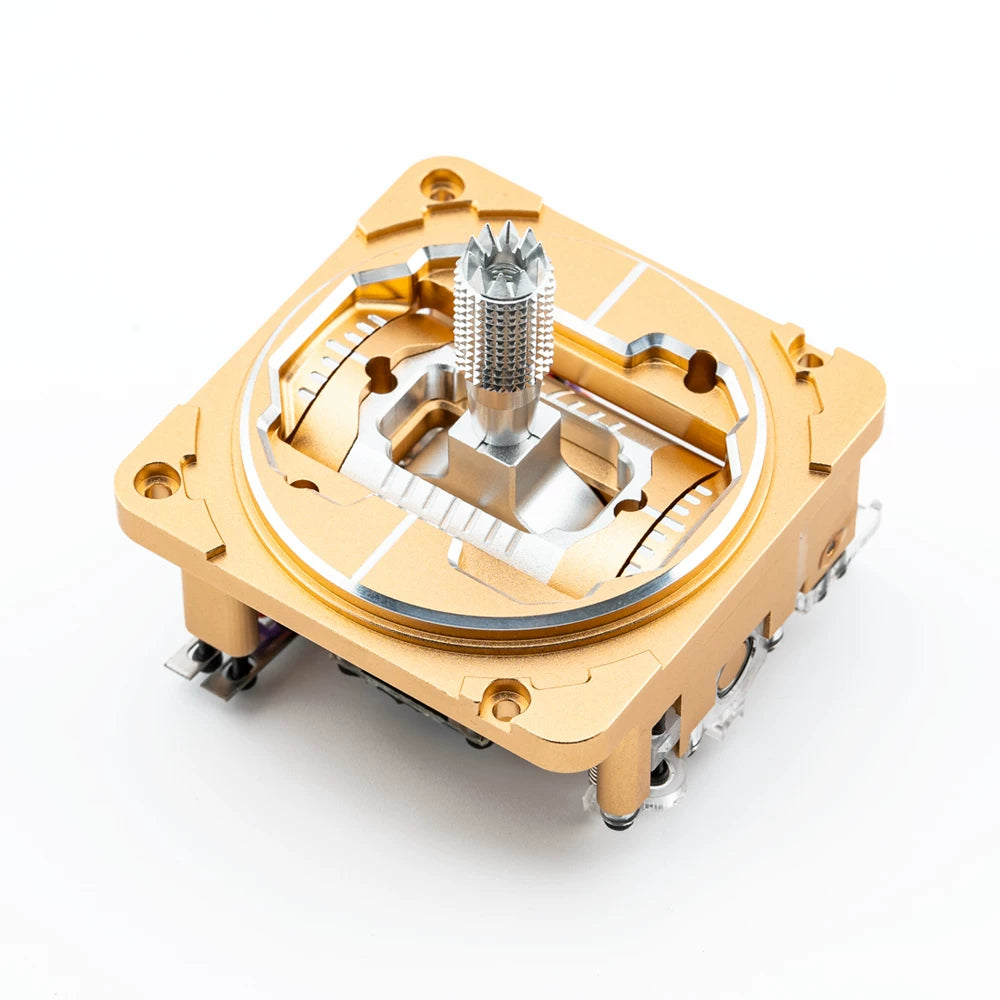 Metal gimbal stick assembly in gold finish