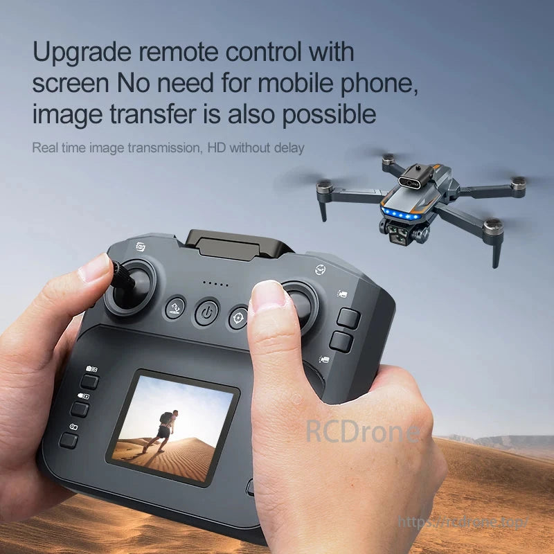 P18 Drone, Upgrade remote control with screen. No phone needed; real-time HD image transfer possible.