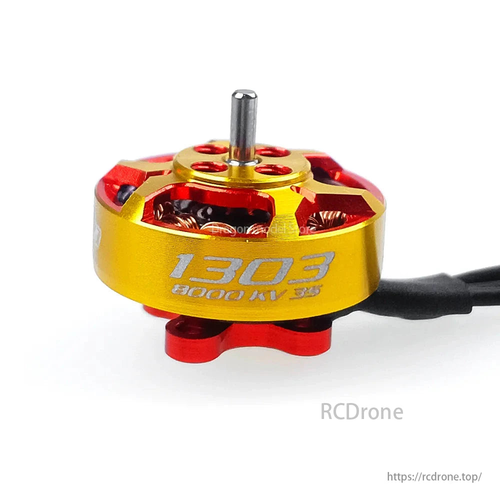 RCINPOWER GTS V3 1303 Plus brushless motor for 2-inch FPV fixed-wing drone, with 6000KV, 8000KV, and 11500KV options.