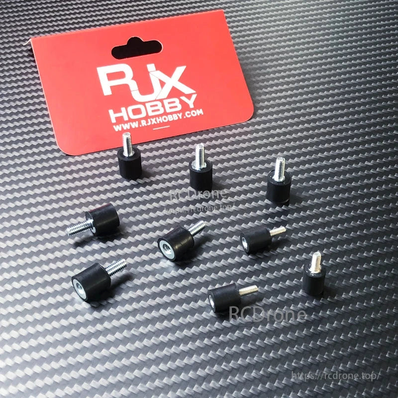 RJX 10pcs Vibration Isolator Rubber Shock Mount, RJX Hobby rubber vibration isolator shock mounts with threaded studs, black cylindrical dampers (10pcs)
