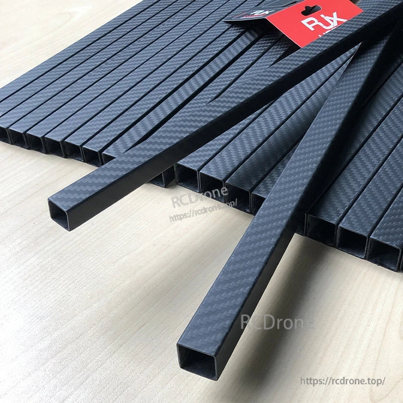 RJX 1pc 20x16x1000mm Square Carbon Fiber Tube, Square carbon fiber tubes with twill weave finish, hollow 20x16mm profile, RJX branded packaging