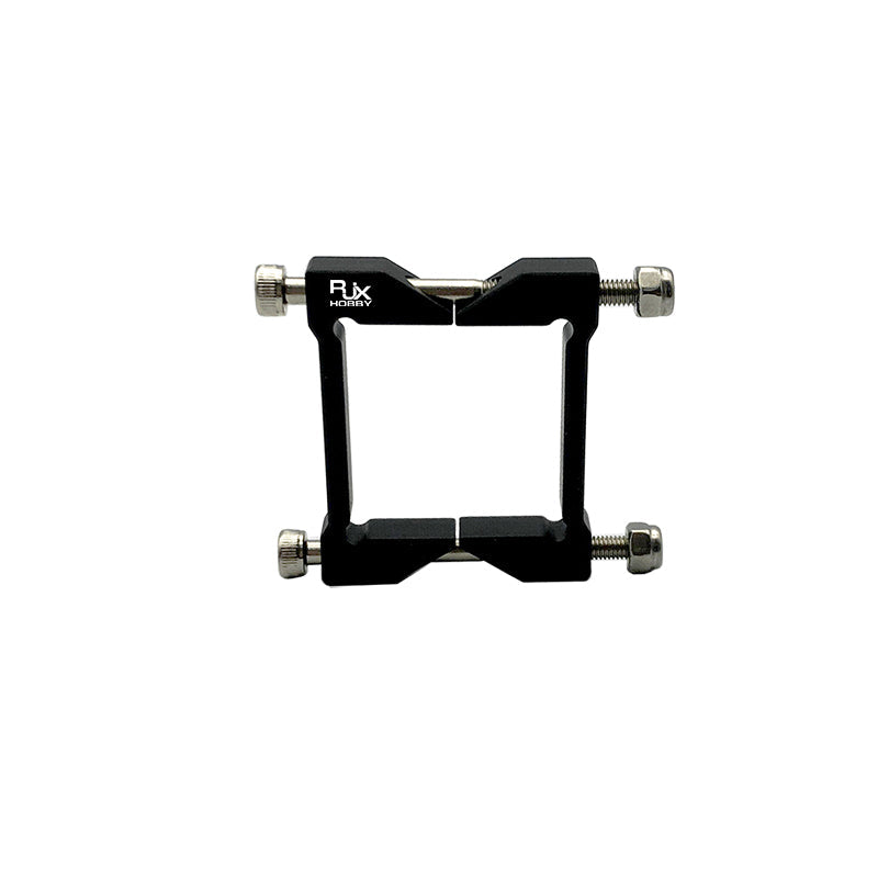 RJX Square Aluminum Tube Clamp, RJX Hobby square aluminum tube clamp in black with four bolts for securing square tubing