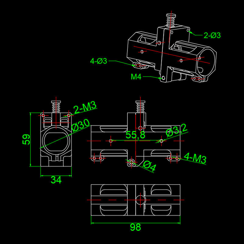 RJXHOBBY 30mm CNC Horizontal Folding Arm Tube Joint Multirotor UAV Drone Spare Parts