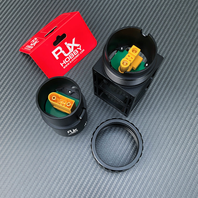RJX 1pcs 50mm AS120 Quick Release Plug Connector, RJX Hobby AS120 quick release plug connector set with black housings, yellow terminals, and locking ring