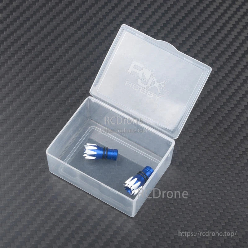 RJXHOBBY M2.5 Lotus Style Transmitter Stick, Pair of RJXHOBBY M2.5 lotus-style transmitter sticks in blue and white inside a clear plastic case