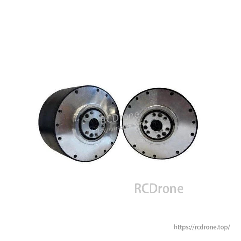 Pair of actuator modules showing front flange face and side profile of the cylindrical housing